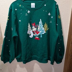Green Disney Minnie Mouse Holiday Sweatshirt